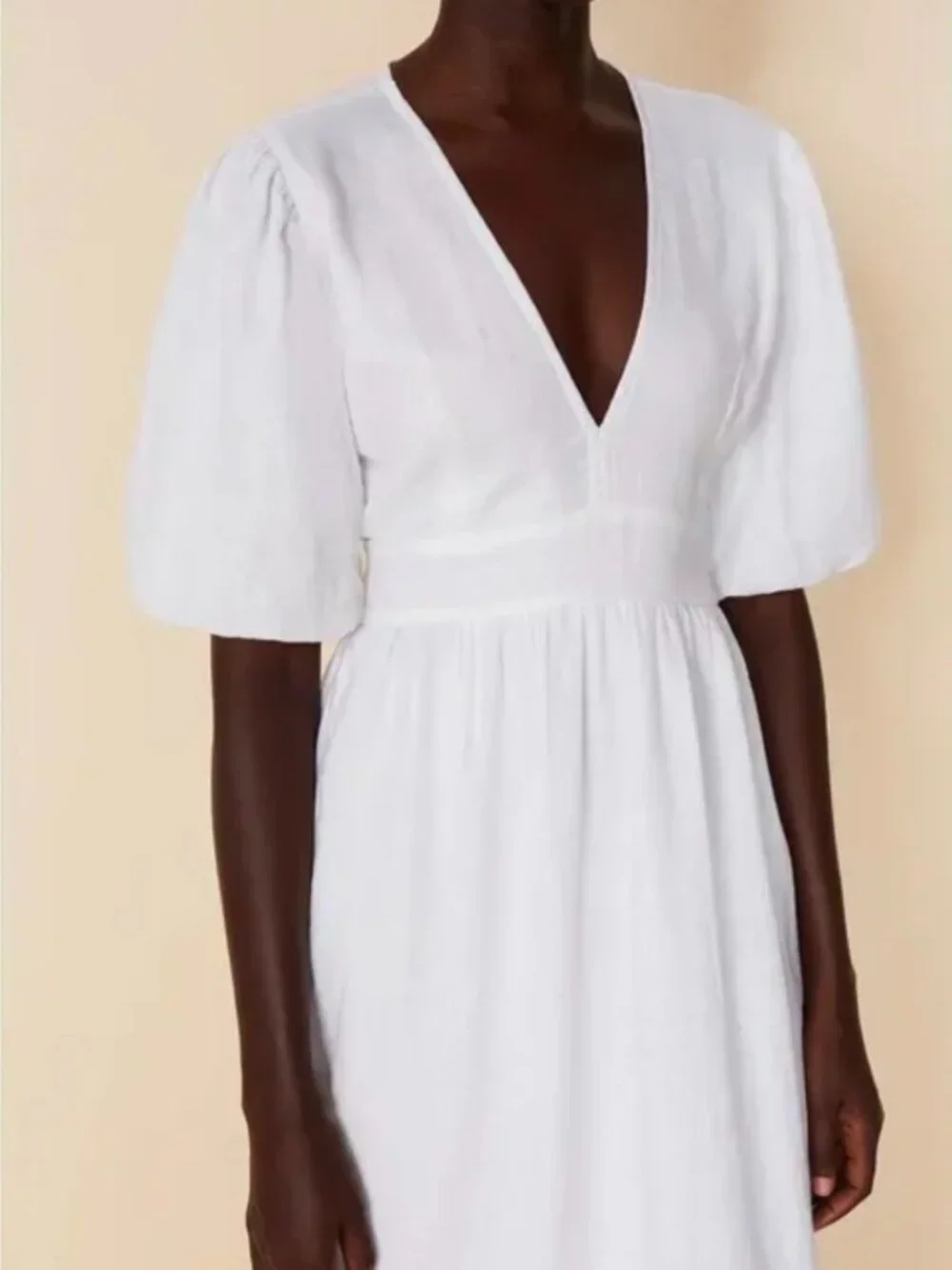 Faithfull the Brand Romilla Linen Midi Dress 4 White Cottagecore Garden Coastal